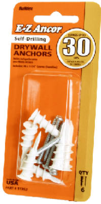 6PK #30 Drywall Anchors