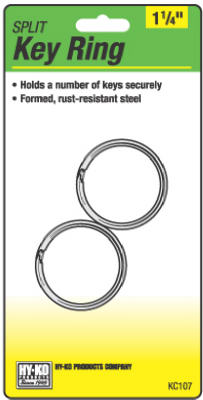 2pk 1-1/4" Steel Split Key Ring
