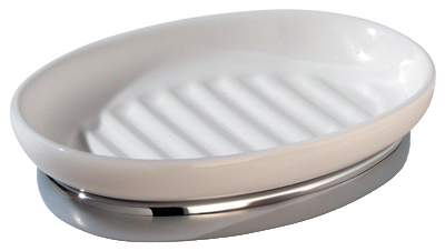 WHT/CHR Oval Soap Dish