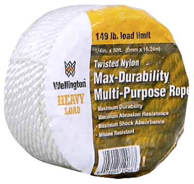 1/4"x50' WHT Nyl Rope