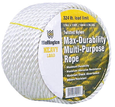 3/8"x100' WHT Nyl Rope