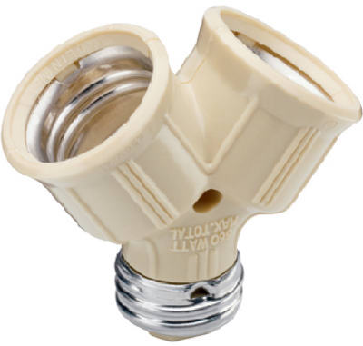 Ivory 15A Twin Light Socket