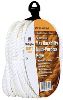 3/8"x50' WHT Nyl Rope