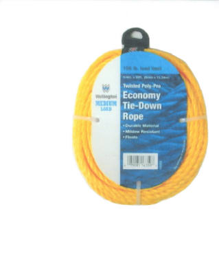 3/8"x50' YEL Poly Rope