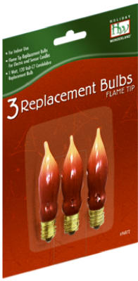 HW 3PC C7 Flame Tip Bulbs