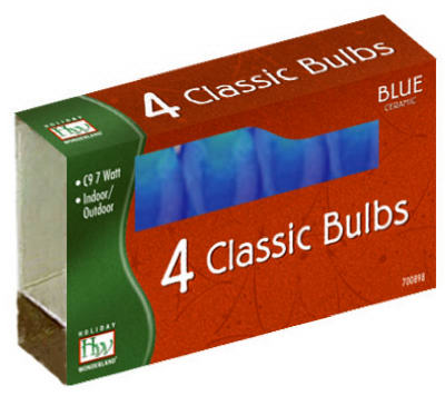 HW 4PK C9 Blue Cera Bulbs
