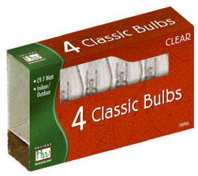 HW 4PK C9 Clear Repl Bulbs