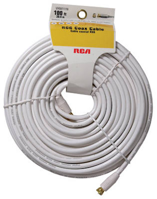 100' White RG6 Coaxial Cable