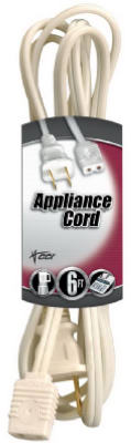 6' 18/2 White Appliance Cord
