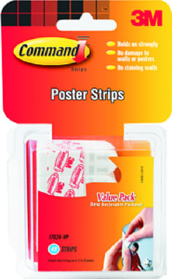 Command 17024-60ES Small Poster Strip, Foam Backing, White, 1 lb