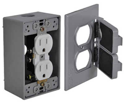 Gray Duplex Outdoor Outlet Kit