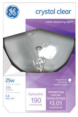 GE 25W G25 Clear Globe Light