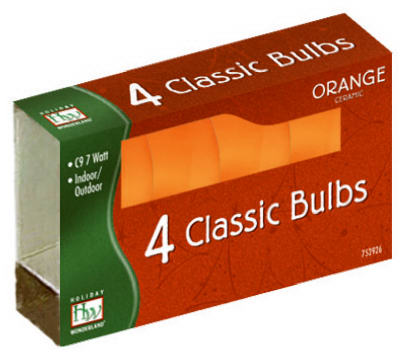 HW 4PK C9 Orange Cera Bulbs