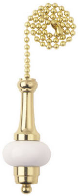 12" Brass & White Pull Chain