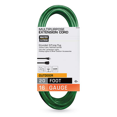 20' 16/3 Green Extension Cord