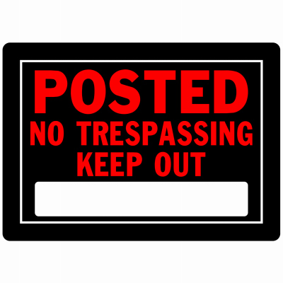 10x14 Alum Posted No Trespassing