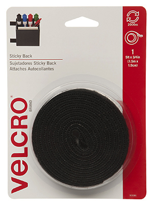 3/4"x5' Black Velcro Sticky Tape