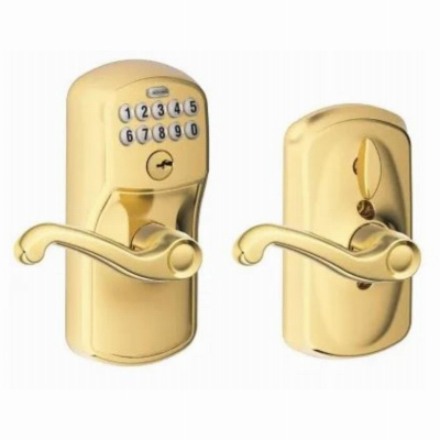 Bright Brass Keypad Entry Lock