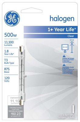 GE 500W Clear DE Halogen Bulb