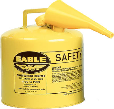 Safety Diesel Gas Can, Yellow Type I, 5 Gal.