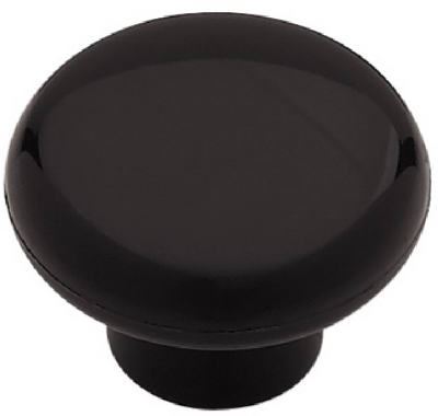 1-3/8" Black Plastic Round Knob