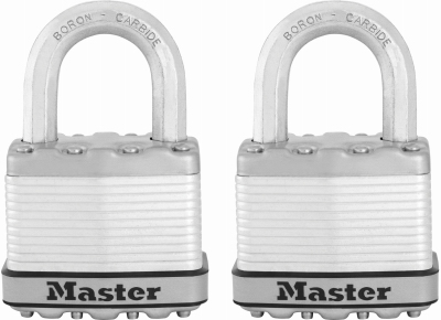 Laminated Padlock with Dual Armor Construction & Stainless Steel, 2", 2 pk.