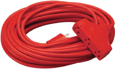 50' 14/3 Red 3 Outlet EXT Cord