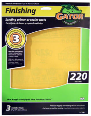 Sandpaper Sheet, 220-Grit, 9 x 11", 3 pk.