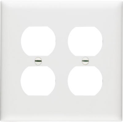White 2 Gang Outlet Wallplate
