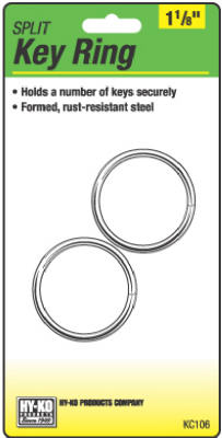 2pk 1-1/8" Steel Split Key Ring