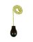12" Blk Wood Knob Lamp Pullchain