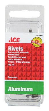 Rivet Br 1/8x1/8ace 25pk