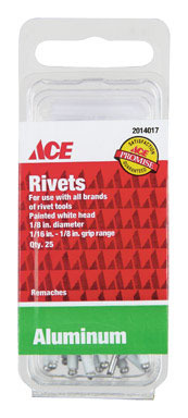 Rivet Wh1/8x1/8ace 25pk