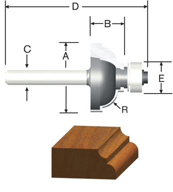 ROUTER BIT 3/16R COVE