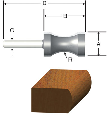 ROUTER BIT 23/32R CONVEX