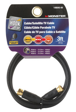 CABLE COAX RG6 3' BLACK