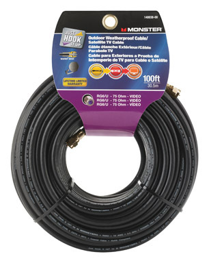 CABLE COAX RG6 100' BLK