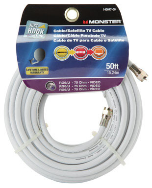 CABLE COAX RG6 50' WHITE