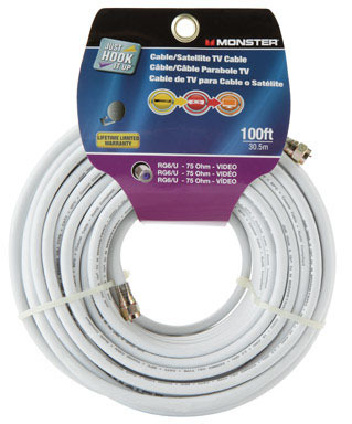 CABLE COAX RG6 100' WHT