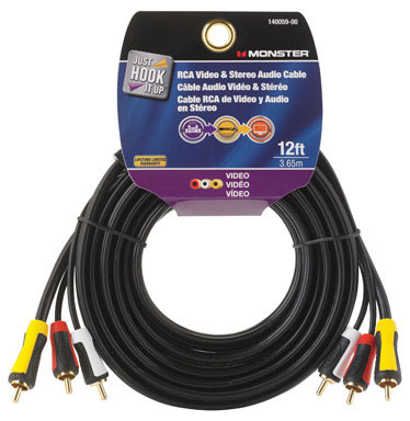 CABLE TRIPLE RCA 12' BLK