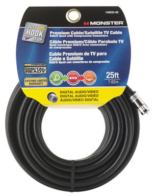 CABLE RG6 QUAD 25' BLACK