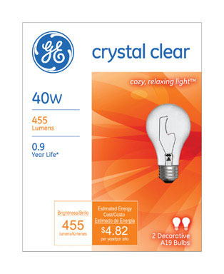 BULB CLR 40A/CL PK2 GE