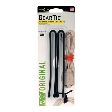 Gear Tie 12" Black 2 Pk