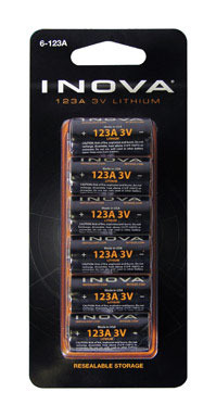 BATTERY INOVA CR 123 6PK