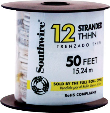 THHN WIRE STR12G WHT 50'