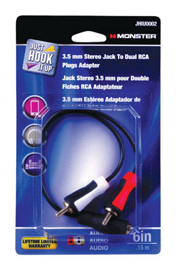 Adaptr 3.5mm To 2-rca 6"