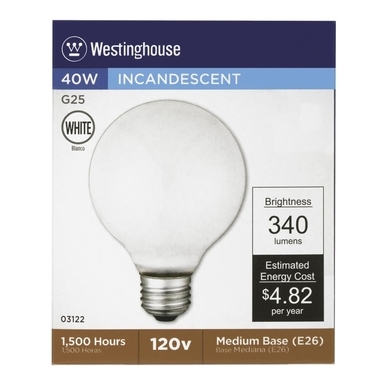 Bulb G25 40w Wht 1pk