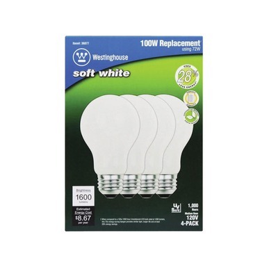 Bulb Hal A19 72w Sw 4pk