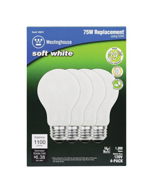 Bulb Hal A19 53w Sw 4pk