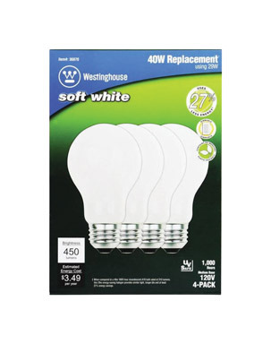 Bulb Hal A19 29w Sw 4pk